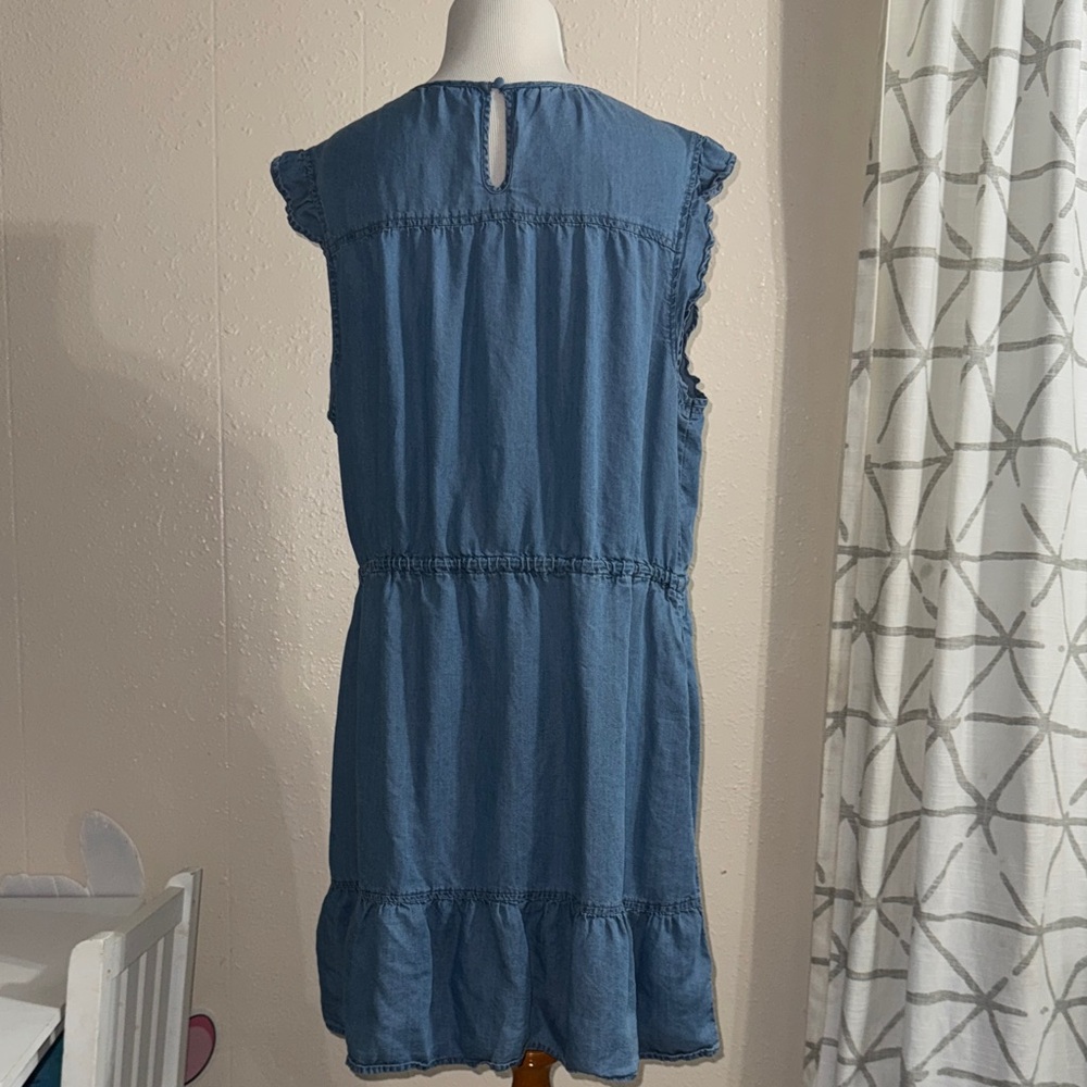 Time and Tru Denim Blue Ruffle Dress With pockets - Picture 8 of 12
